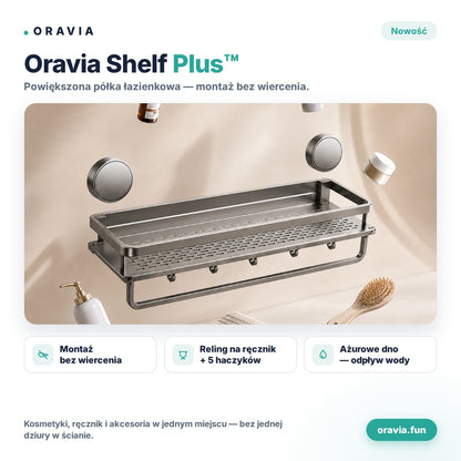 Oravia Shelf Plus™ – Powiększona półka łazienkowa bez wiercenia